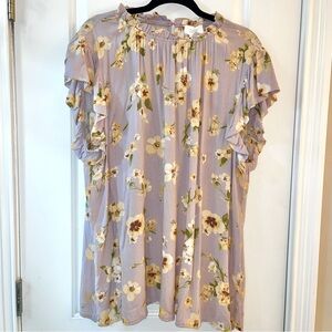 Oddy Floral Blouse, Lavendar/brown, 3x